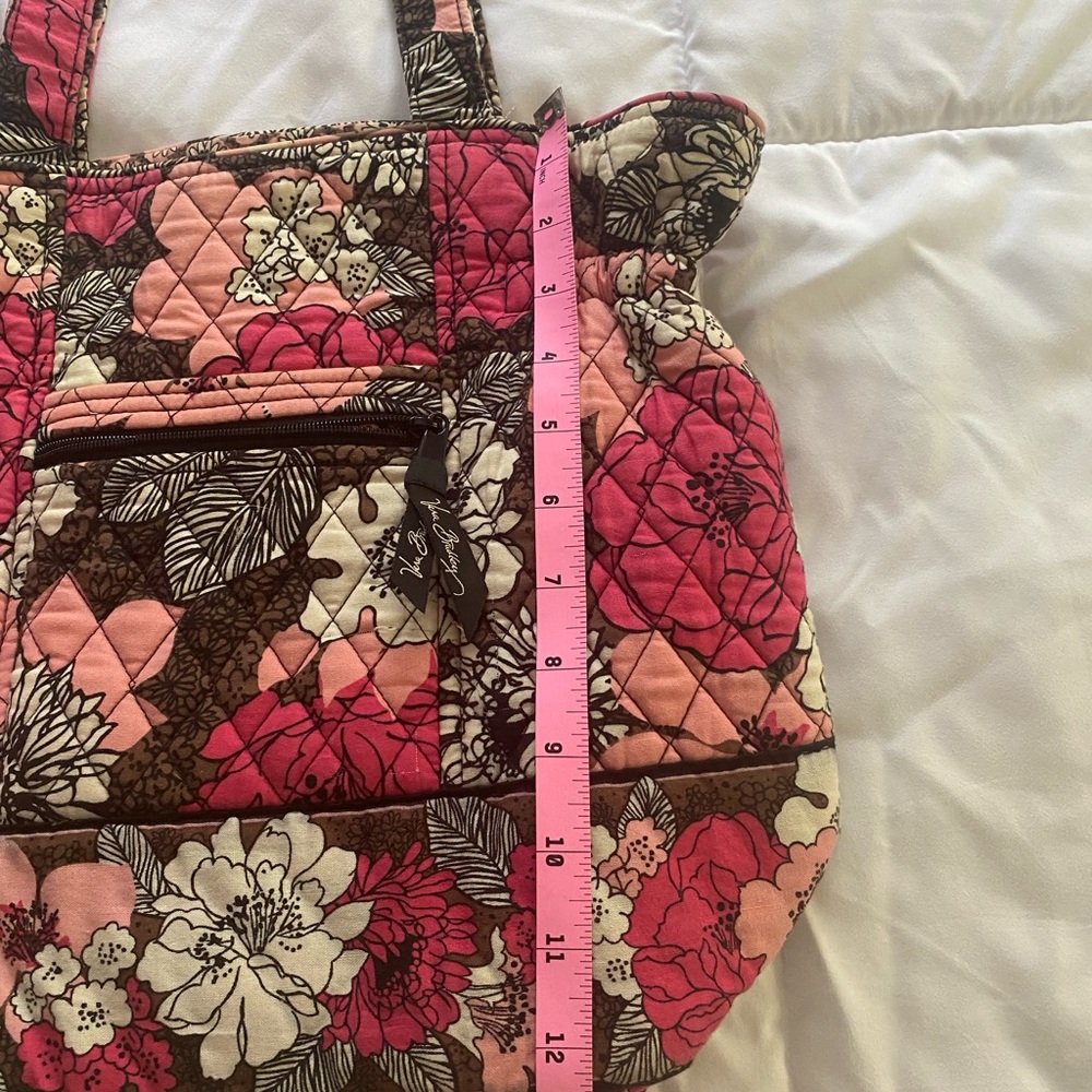 Vera Bradley retired mocha rouge shoulder bag pink, brown, white floral pattern - Picture 9 of 16